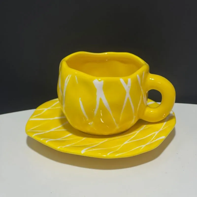 Kawaii Ceramic Mug - Handmade Flower Pattern - 300ml
