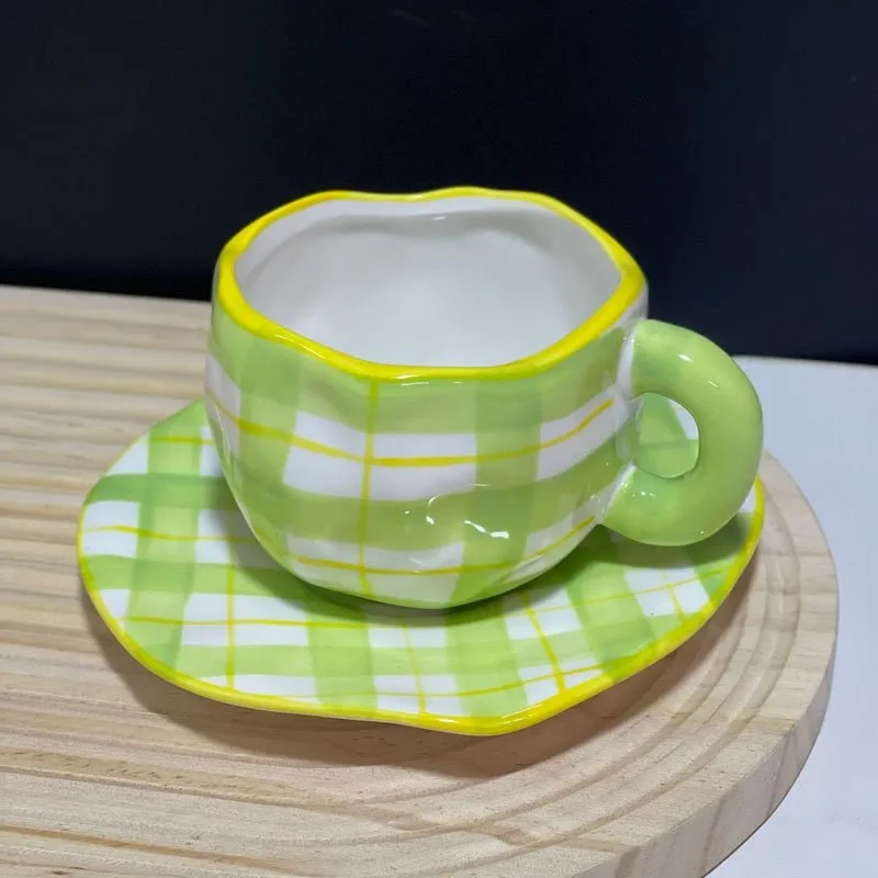 Kawaii Ceramic Mug - Handmade Flower Pattern - 300ml