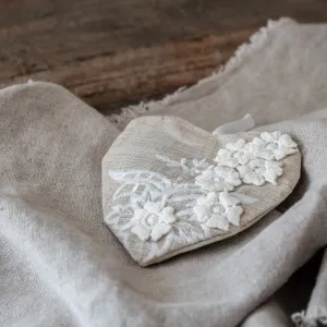Linen Floral Lavender Heart