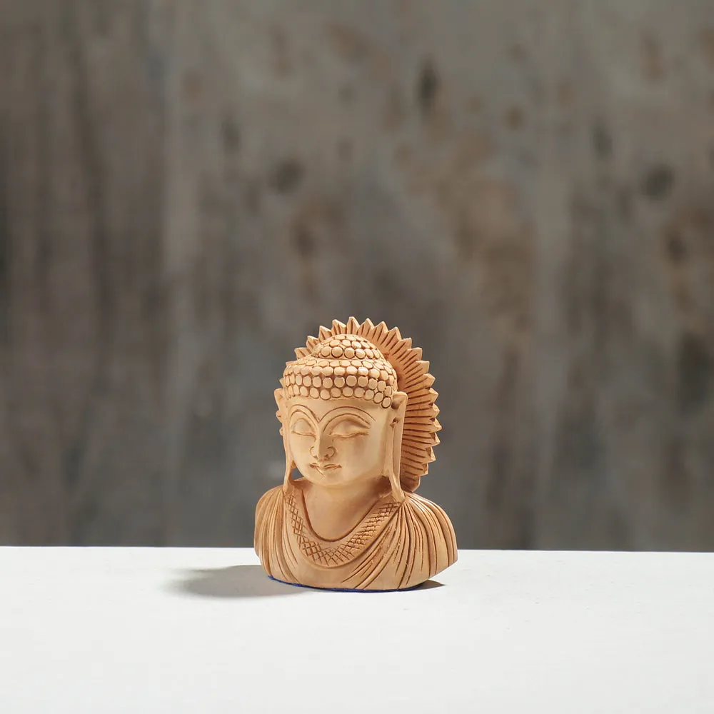 Lord Buddha - Hand Carved Kadam Wood Sculpture (3 in)