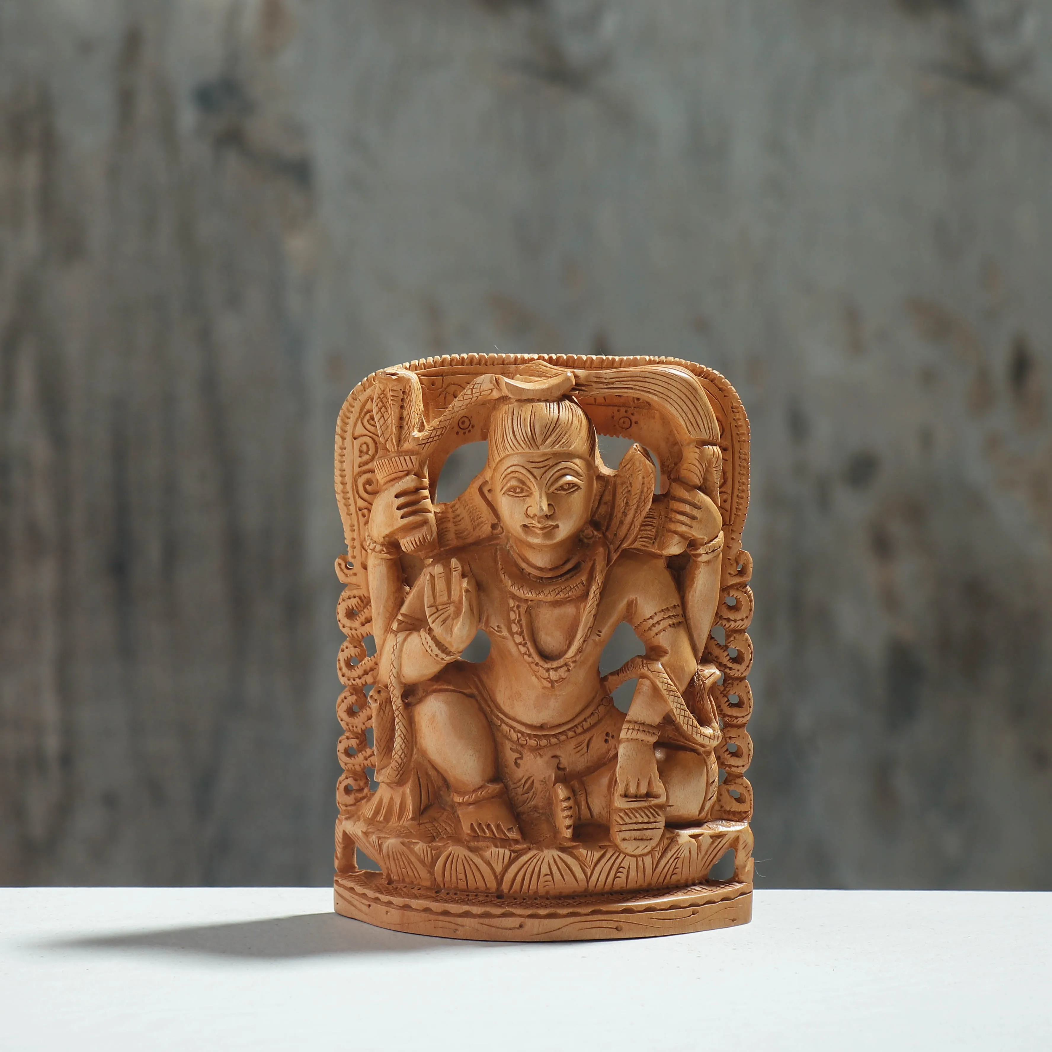 Lord Shiva - Hand Carved Kadam Wood Sculpture (6 in)