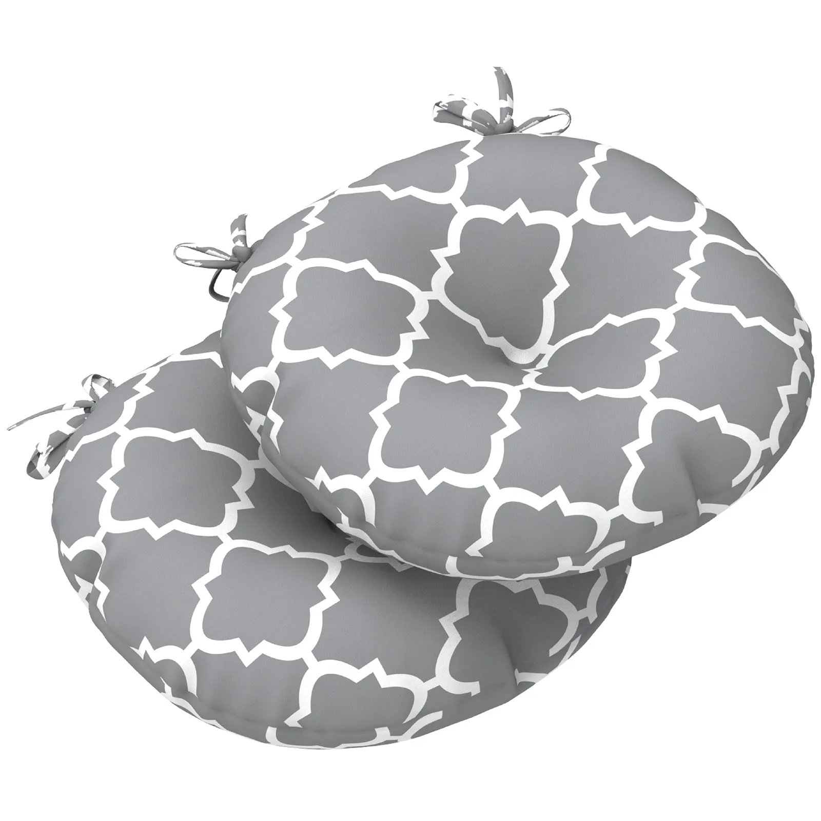 LVTXIII Outdoor Round Bistro Seat Cushions 15"x15"x4" Geomentry Grey（Set of 2）