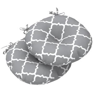 LVTXIII Outdoor Round Bistro Seat Cushions 15"x15"x4" Geomentry Grey（Set of 2）