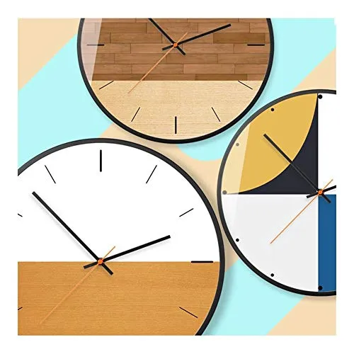 MANHONG Wall Clock Decoration 3D Wall Clock 35cm Simple Geometry Wall Clock Large Size Silent Movement Duvar Saati Wall Clock Modern Design Metal Clocks