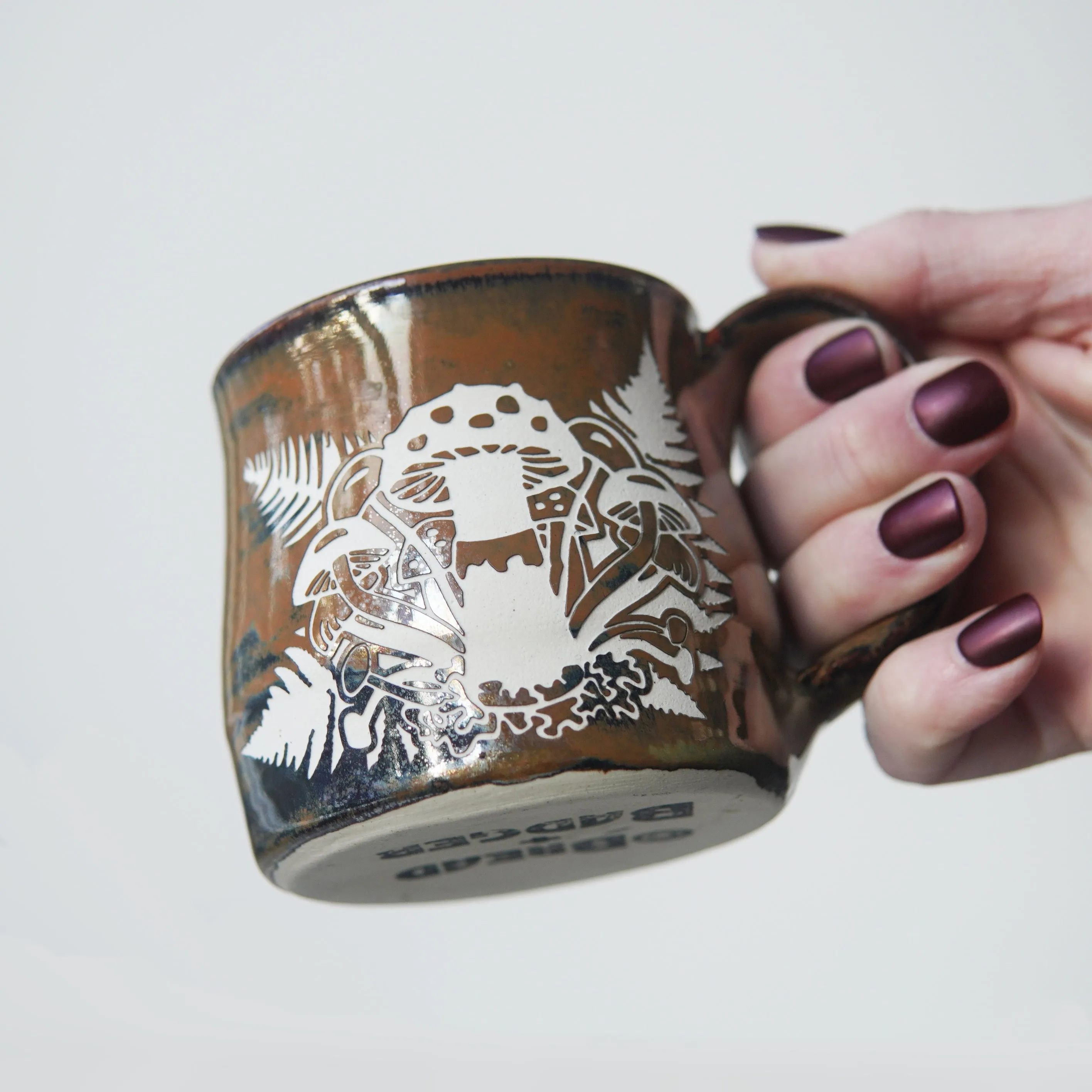 Mushroom   Ferns Mug - Hearth Collection Handmade Pottery