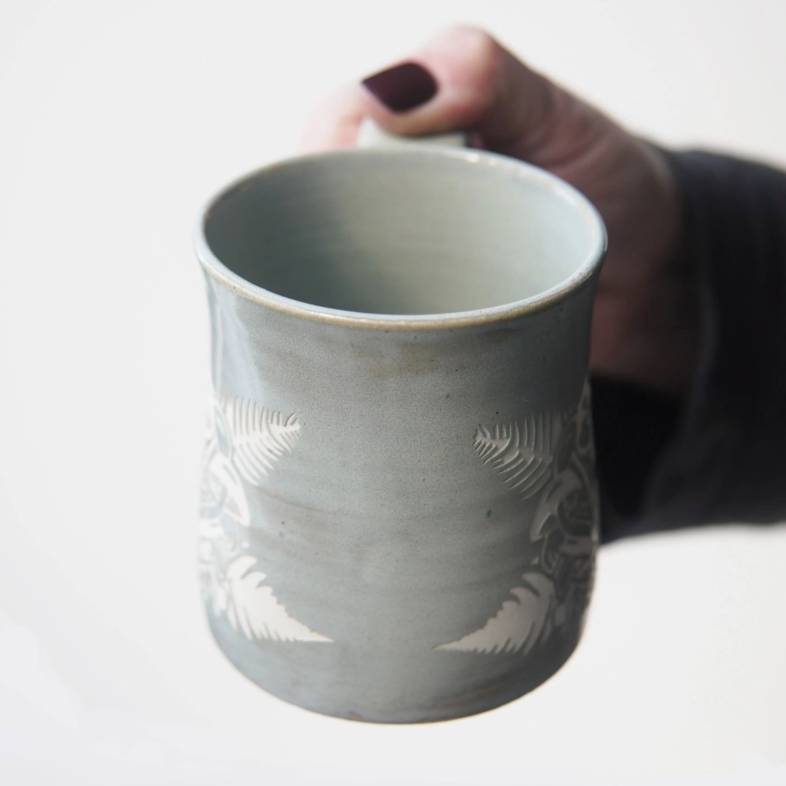 Mushroom   Ferns Mug - Hearth Collection Handmade Pottery