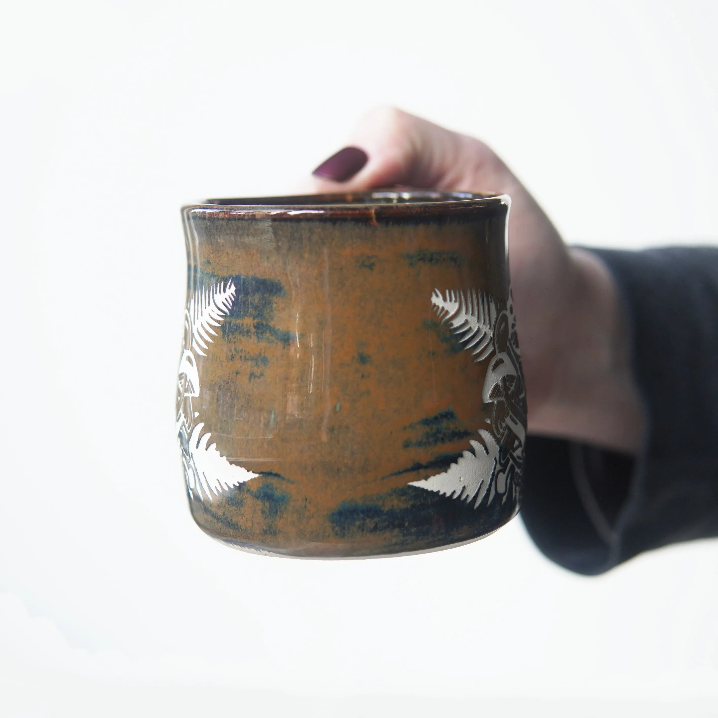 Mushroom   Ferns Mug - Hearth Collection Handmade Pottery