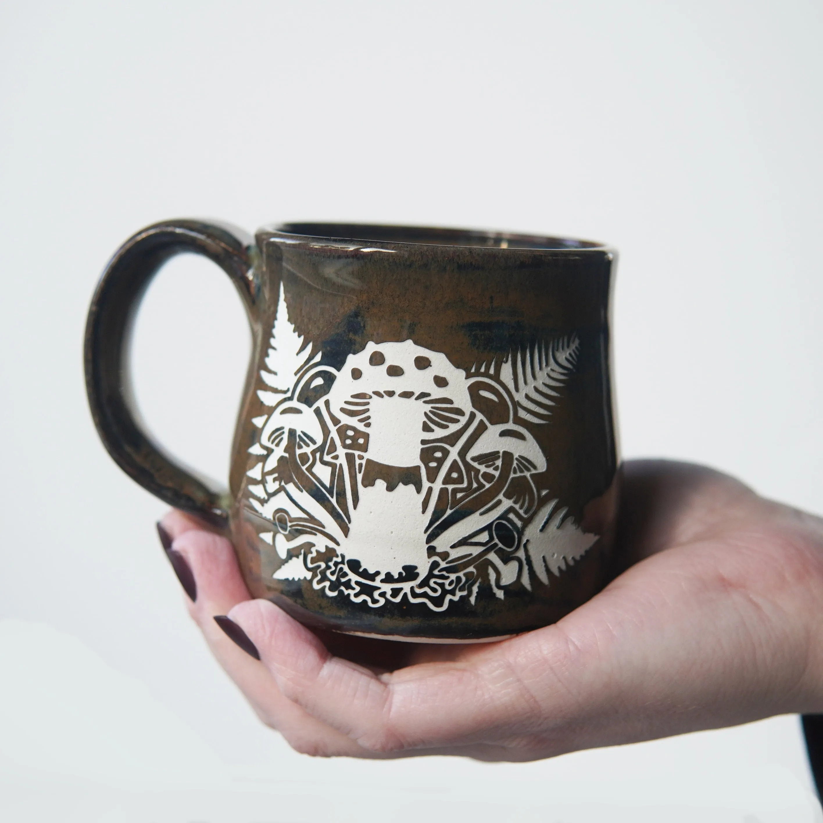 Mushroom   Ferns Mug - Hearth Collection Handmade Pottery