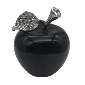 Neyisaa Black Obsidian Crystal Apple Decor, Healing Crystals Pocket Stone Fruit Figurine Craft Home Decoration 30mm