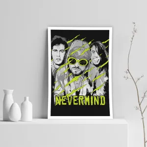 Nirvana Nevermind Poster, Custom Music Print, Music Poster, Custom Canvas, Home Decor, Wall Hangings, Rock Band Art, Nirvana Canvas