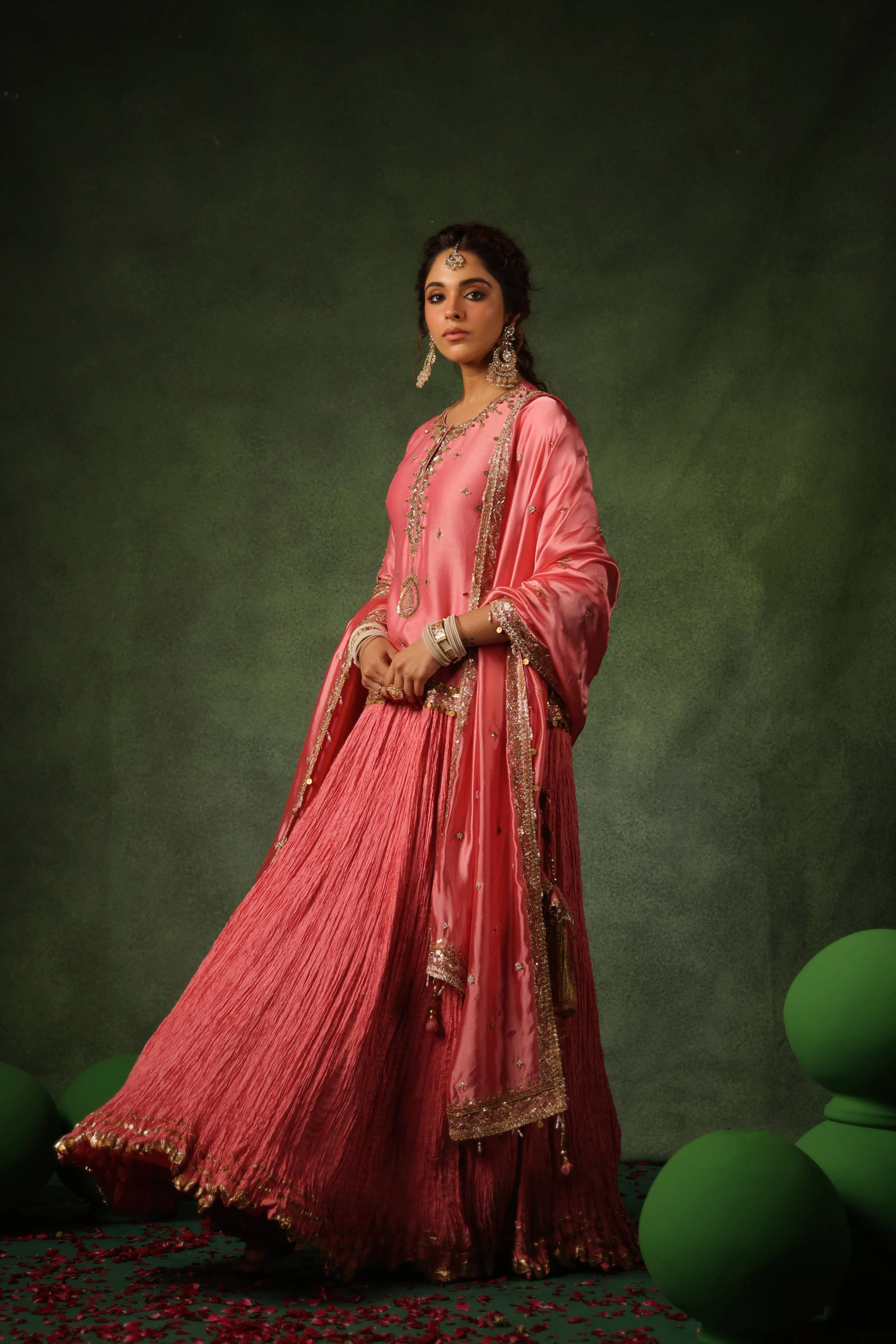 Pakeezah Zardosi Ambi Kurta Lehenga Gulabi
