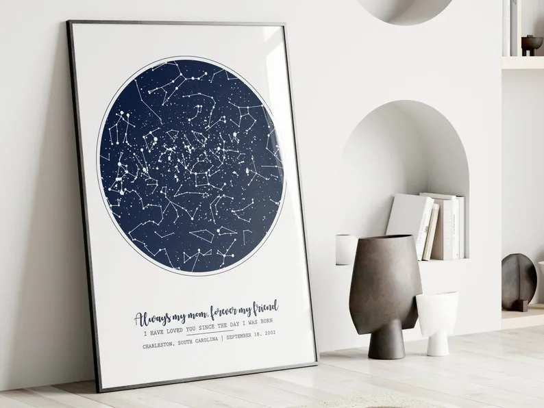 Personalized Gift for Mom from Daughter, Mother's Day Gift for Mom from Son, Custom Star Map Birthday Gift from Kids, Gift for Her Christmas