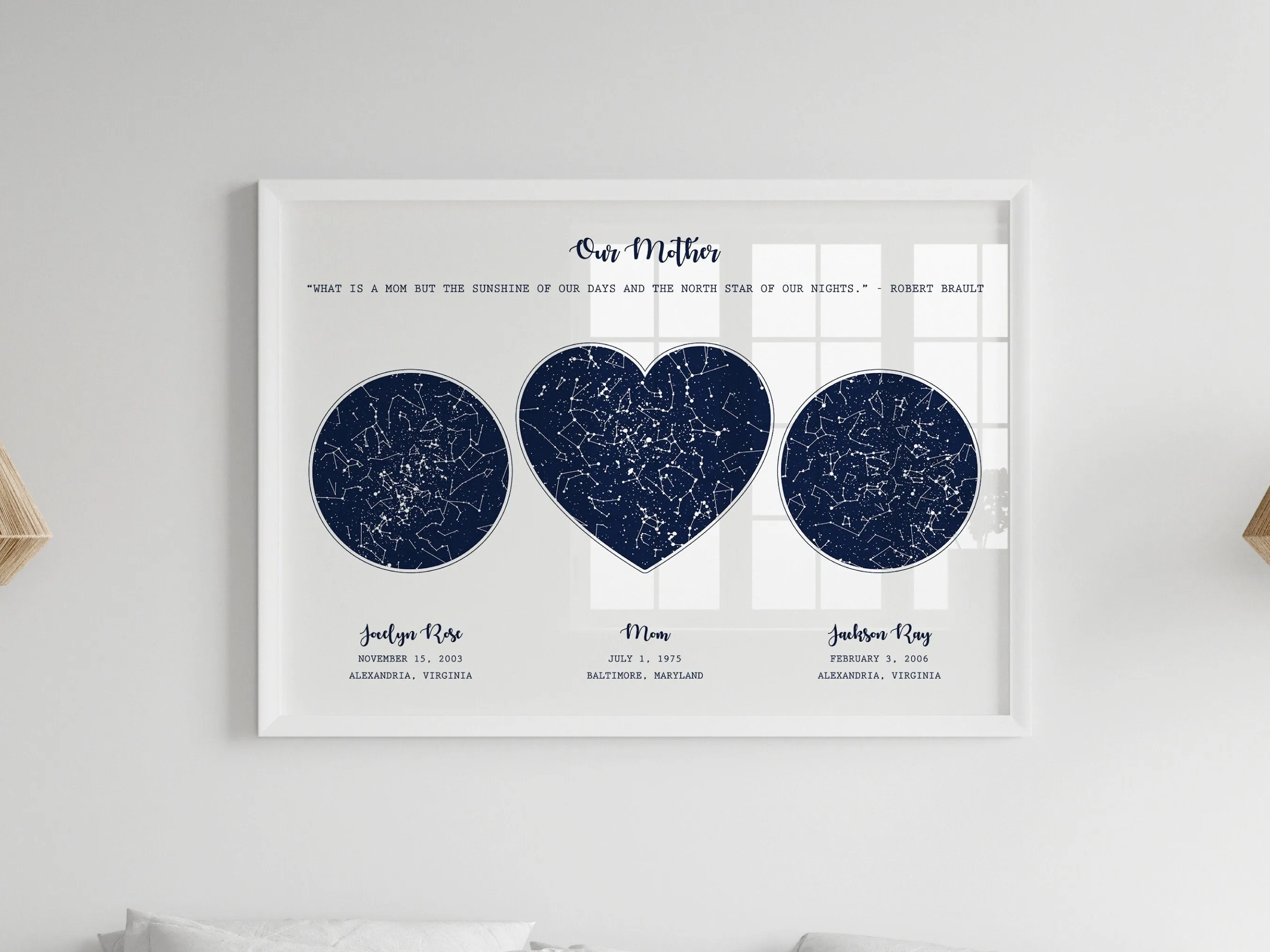 Personalized Gift for Mom from Daughter, Mother's Day Gift for Mom from Son, Custom Star Map Birthday Gift from Kids, Gift for Her Christmas