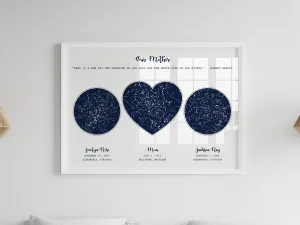 Personalized Gift for Mom from Daughter, Mother's Day Gift for Mom from Son, Custom Star Map Birthday Gift from Kids, Gift for Her Christmas