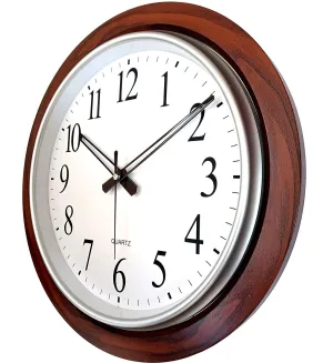 PHOENIX Analog Quartz Official Designer Big Size Plastic Wall Clock for Home, Hall, Office (42 X 42 cms Colour-Wood and White)