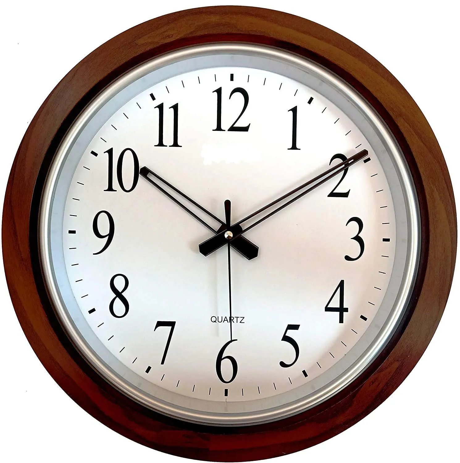 PHOENIX Analog Quartz Official Designer Big Size Plastic Wall Clock for Home, Hall, Office (42 X 42 cms Colour-Wood and White)
