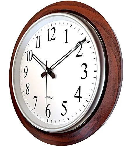 PHOENIX Analog Quartz Official Designer Big Size Plastic Wall Clock for Home, Hall, Office (42 X 42 cms Colour-Wood and White)