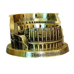 PROW Metal Rome Colosseum Model Retro Bronze Ancient Architecture Handmade Craft Home Desktop Décor Collectible Artificial World Famous Buildings Sculpture