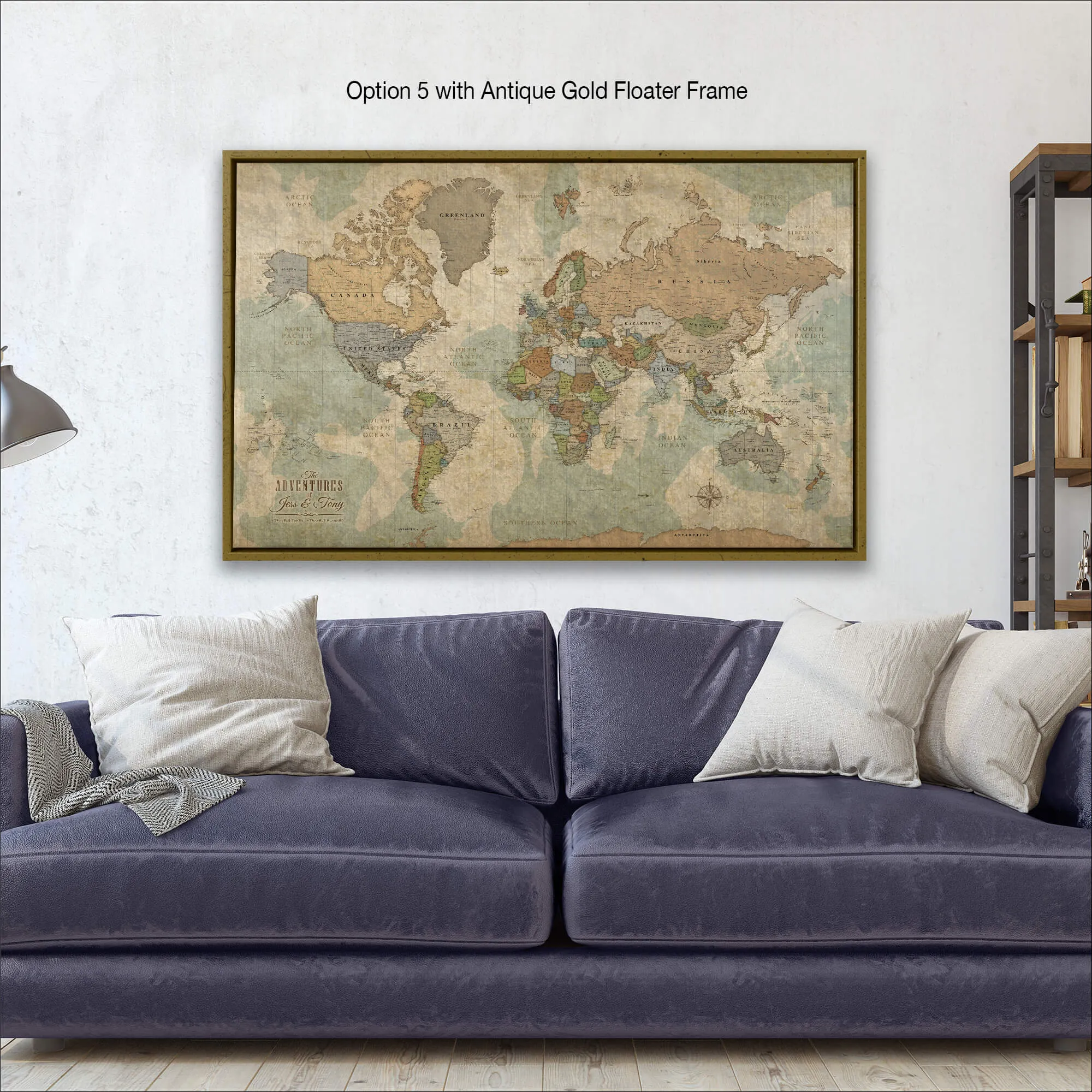 Push Pin World Travel Map - Single Panel