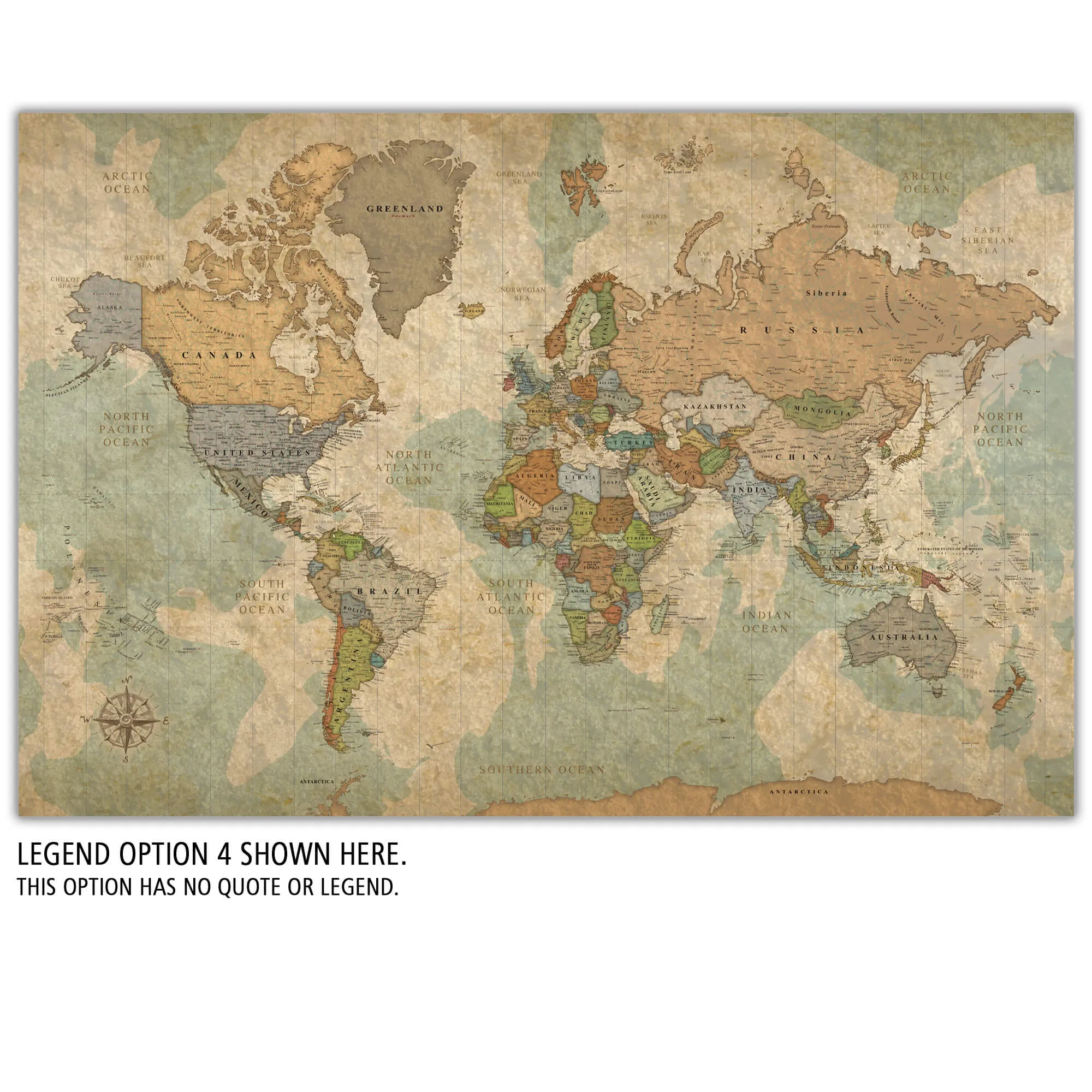 Push Pin World Travel Map - Single Panel
