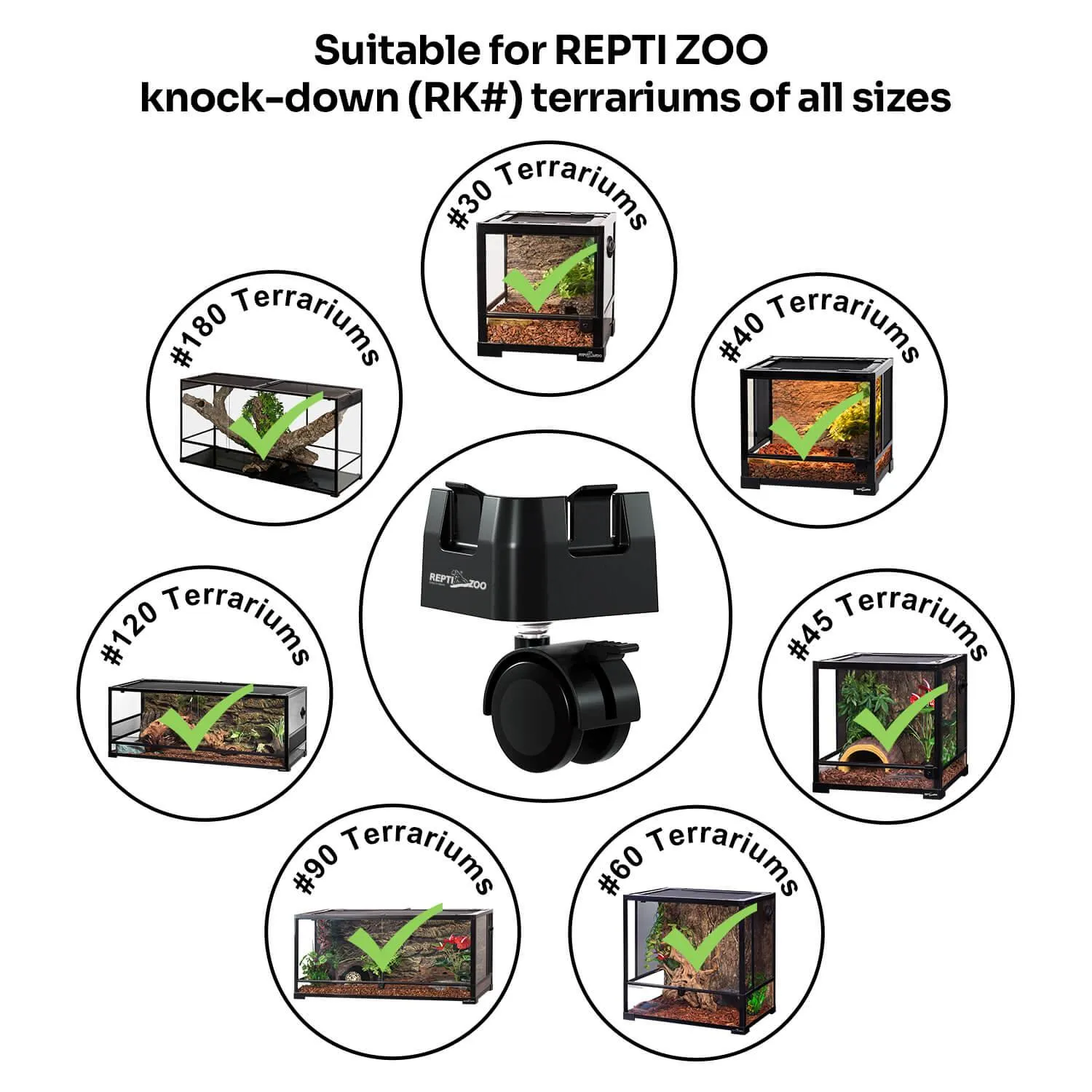 REPTI ZOO RK Knock-Down Reptile Terrarium Accessories - Universal Wheels (4pcs)