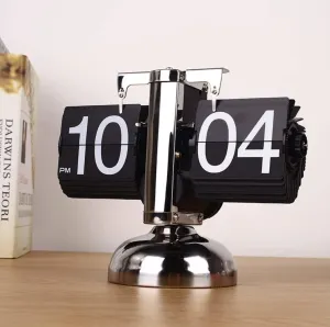 Ritmo Retro Vintage Design Auto Flip Clock Desk Clock Table Clock Large Number Battery Powered Internal Gear Operated