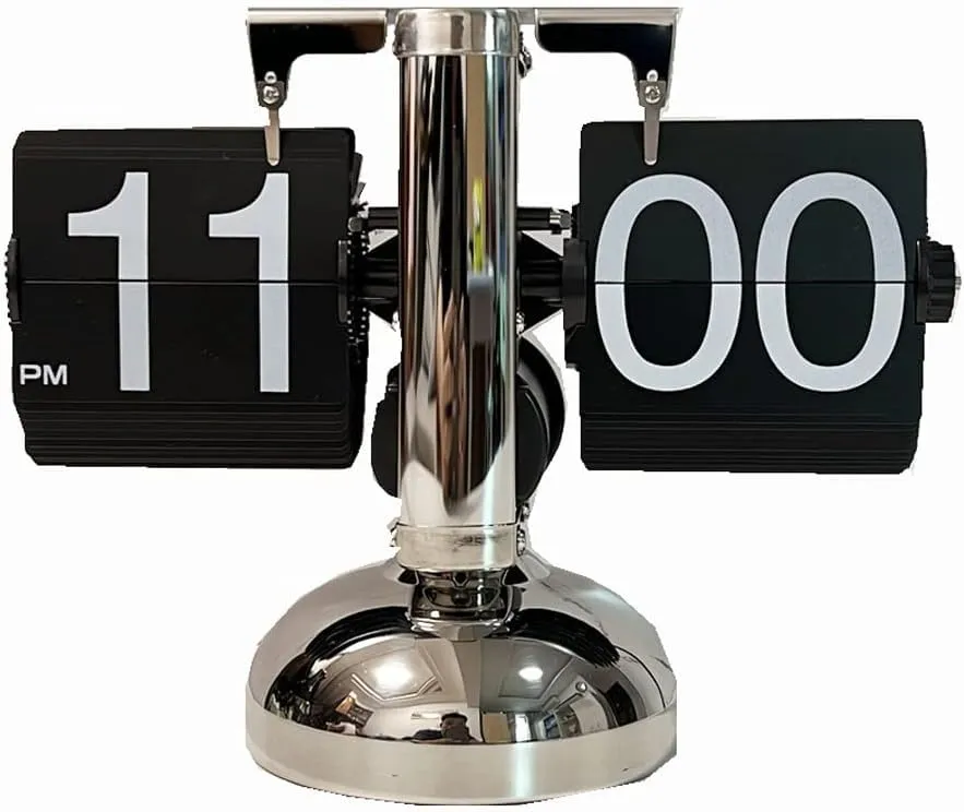 Ritmo Retro Vintage Design Auto Flip Clock Desk Clock Table Clock Large Number Battery Powered Internal Gear Operated
