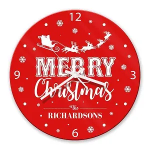 Santa Sleigh Glass Clock