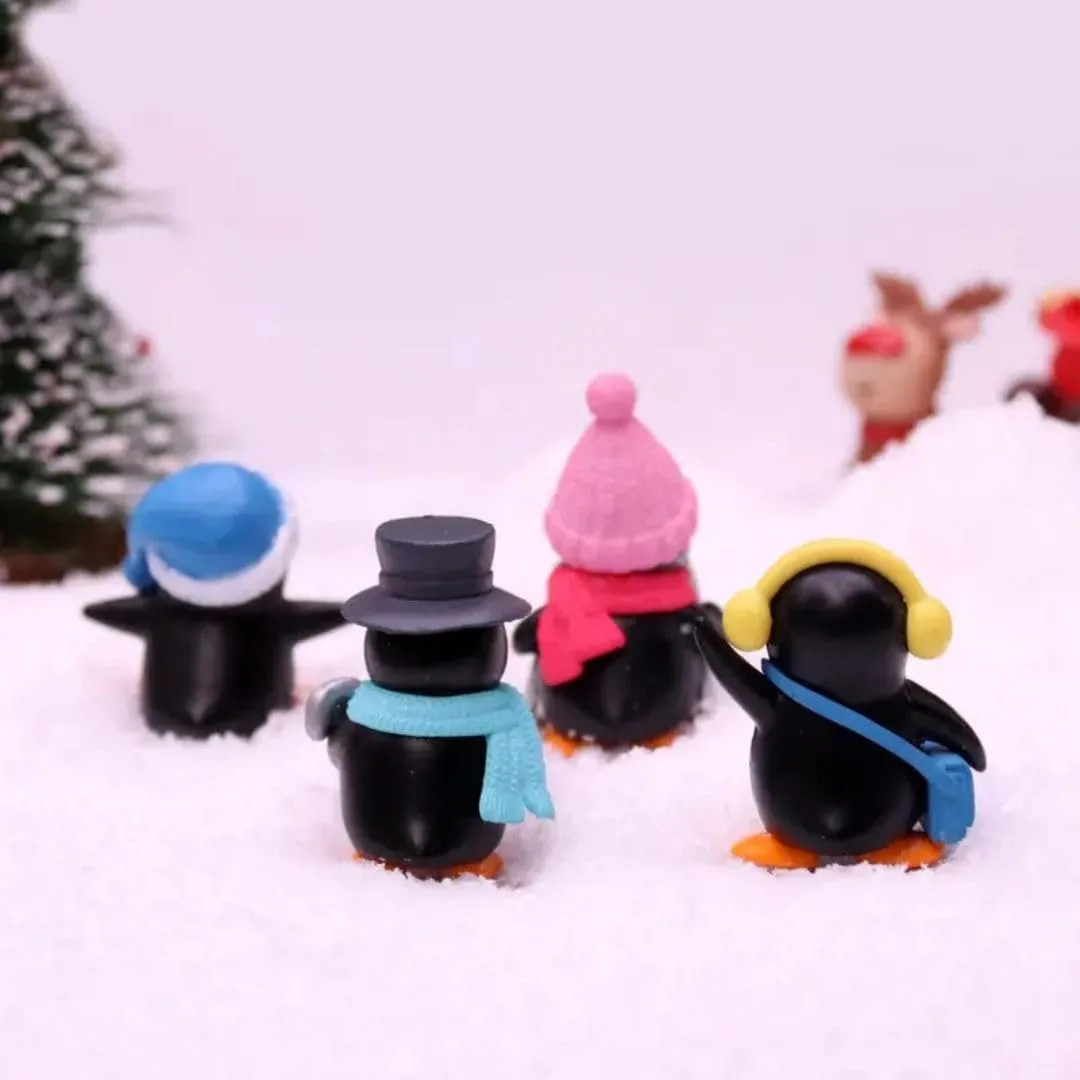 SATYAM KRAFT 1 Set Cute Penguin Figurines Miniature Multiuse as Decorations, Cake Topper, Miniature, Showpieces, Table Topper, Gift Item (1 Set, Multicolor) (Model 3)