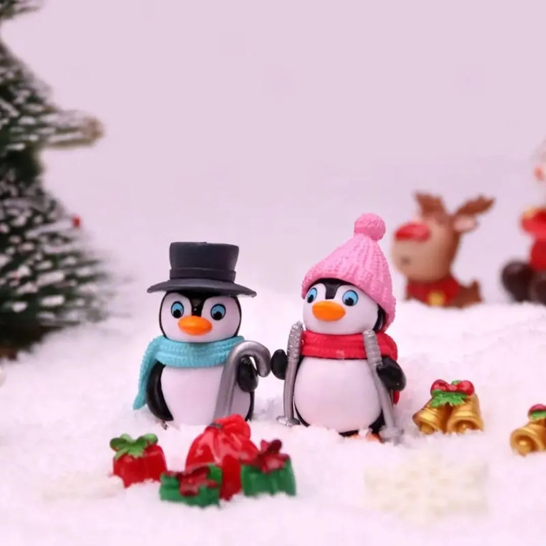 SATYAM KRAFT 1 Set Cute Penguin Figurines Miniature Multiuse as Decorations, Cake Topper, Miniature, Showpieces, Table Topper, Gift Item (1 Set, Multicolor) (Model 3)