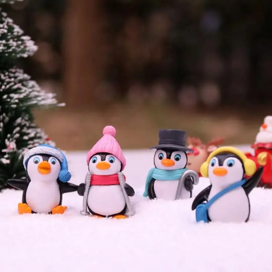 SATYAM KRAFT 1 Set Cute Penguin Figurines Miniature Multiuse as Decorations, Cake Topper, Miniature, Showpieces, Table Topper, Gift Item (1 Set, Multicolor) (Model 3)
