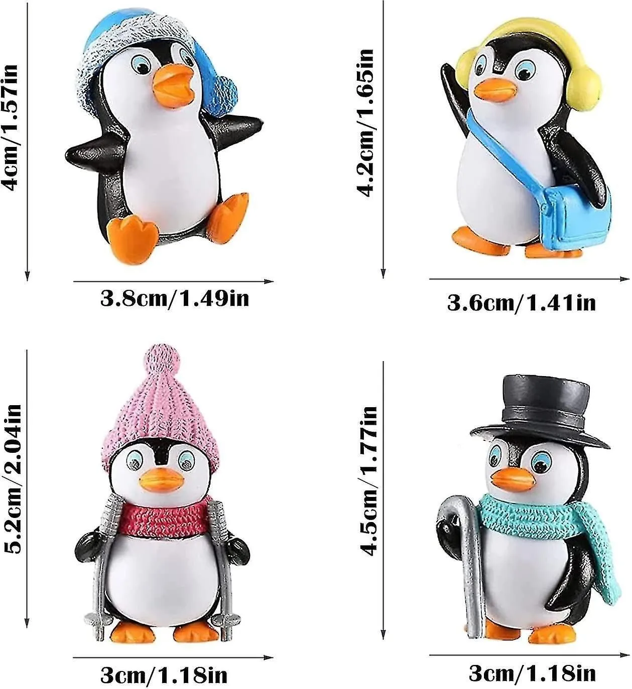 SATYAM KRAFT 1 Set Cute Penguin Figurines Miniature Multiuse as Decorations, Cake Topper, Miniature, Showpieces, Table Topper, Gift Item (1 Set, Multicolor) (Model 3)