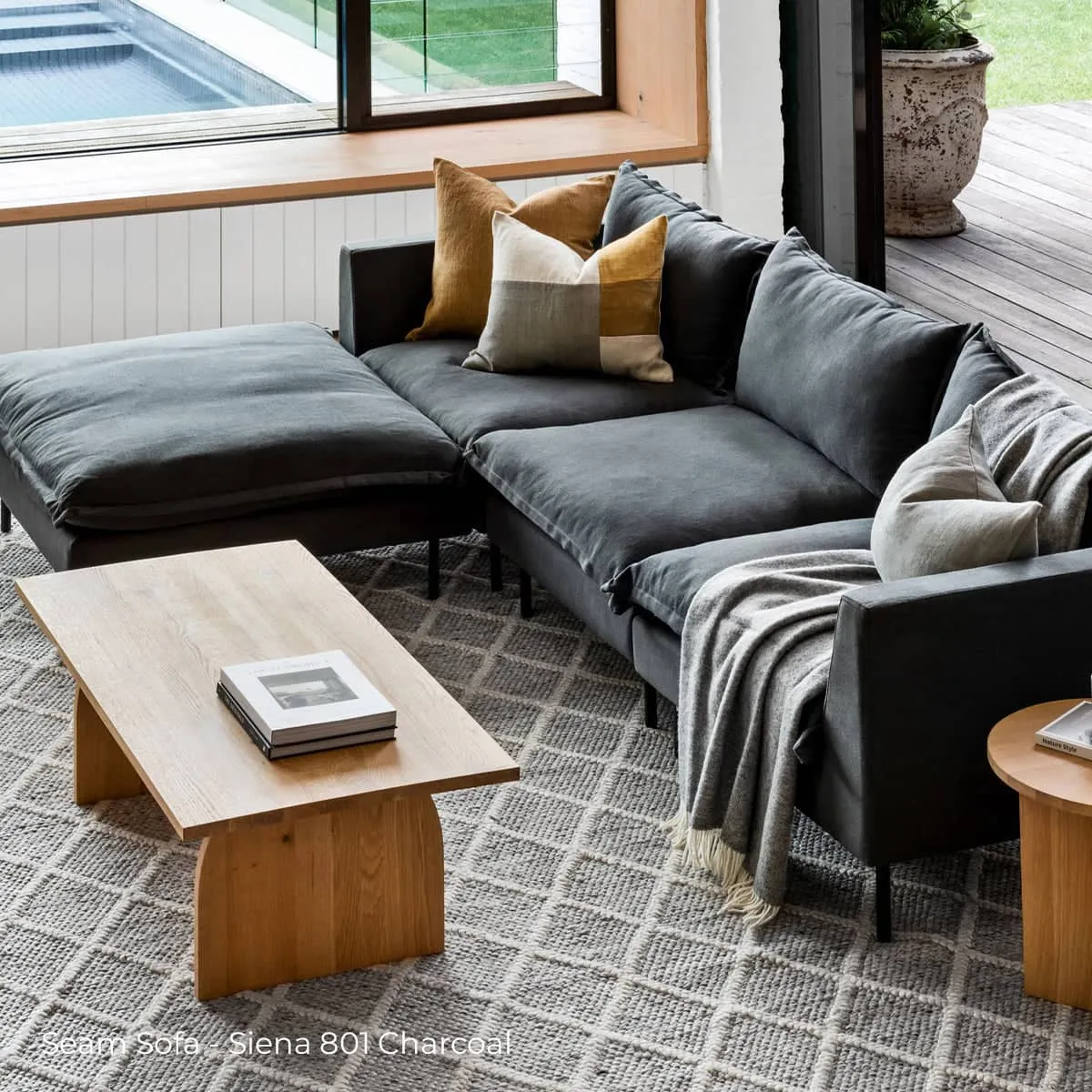 Seam 4 Seater Chaise Sofa - Siena Forest