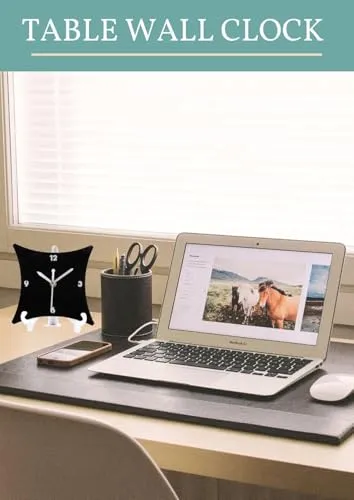 SHOPARAM Acrylic Table Top Clock with Stand Study & Office Kids Room White & Black Color 15 Cm with Out Glass (CL - 098)