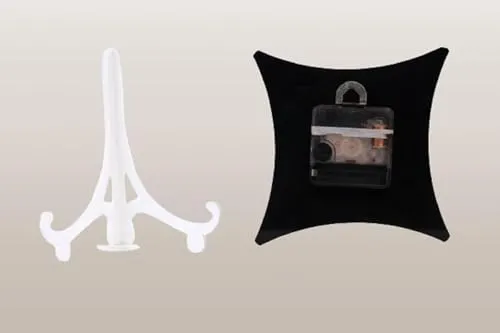 SHOPARAM Acrylic Table Top Clock with Stand Study & Office Kids Room White & Black Color 15 Cm with Out Glass (CL - 098)