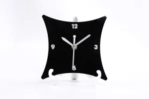 SHOPARAM Acrylic Table Top Clock with Stand Study & Office Kids Room White & Black Color 15 Cm with Out Glass (CL - 098)
