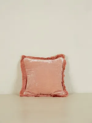 Square Cushion 27x27 - Orchid with Peach Rose Fringe