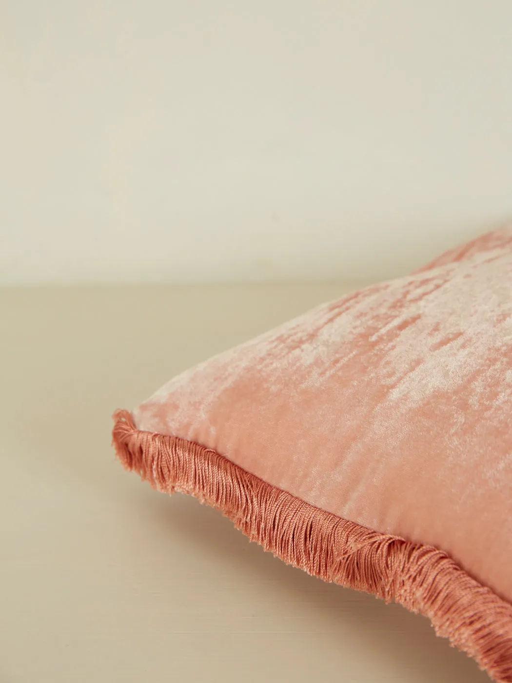Square Cushion 27x27 - Orchid with Peach Rose Fringe