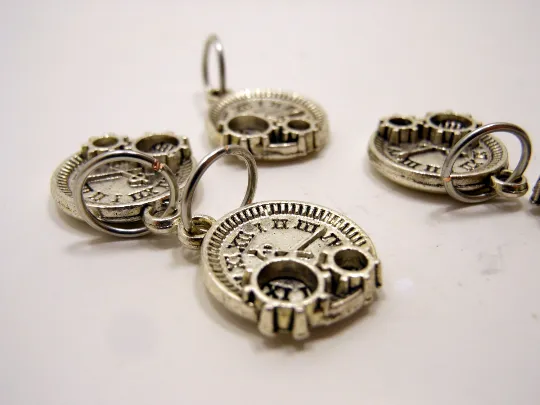 Steampunk: Set of 6 Pocket Watch Stitch Markers