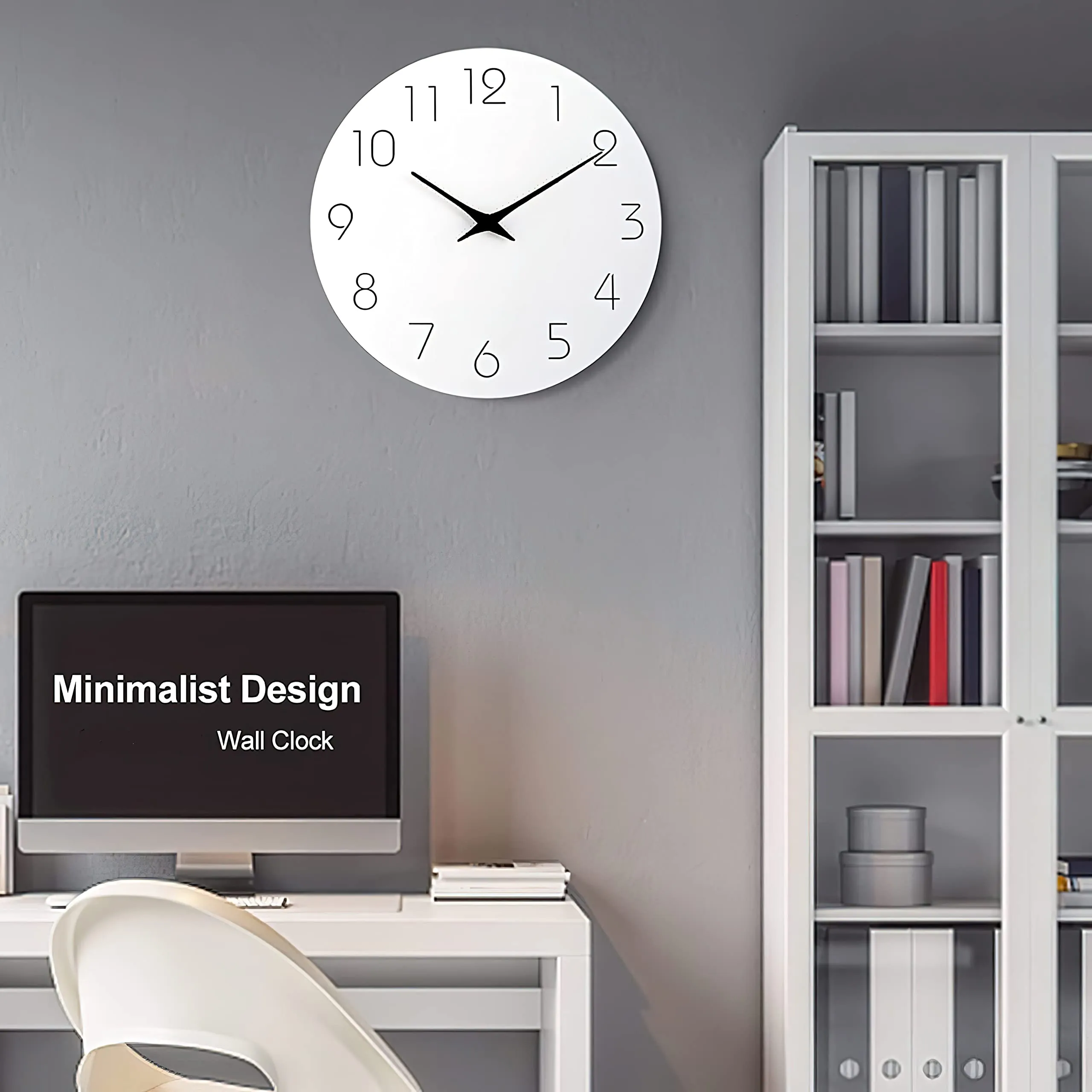 TEX-RO Wall Clock 10 Inch White Wall Clock for Home Battery Operated Simple Minimalist Style White Numbers Wall Watch for Home Decorative for Living Room,Kitchen,Home,Office,Bathroom(10" White)