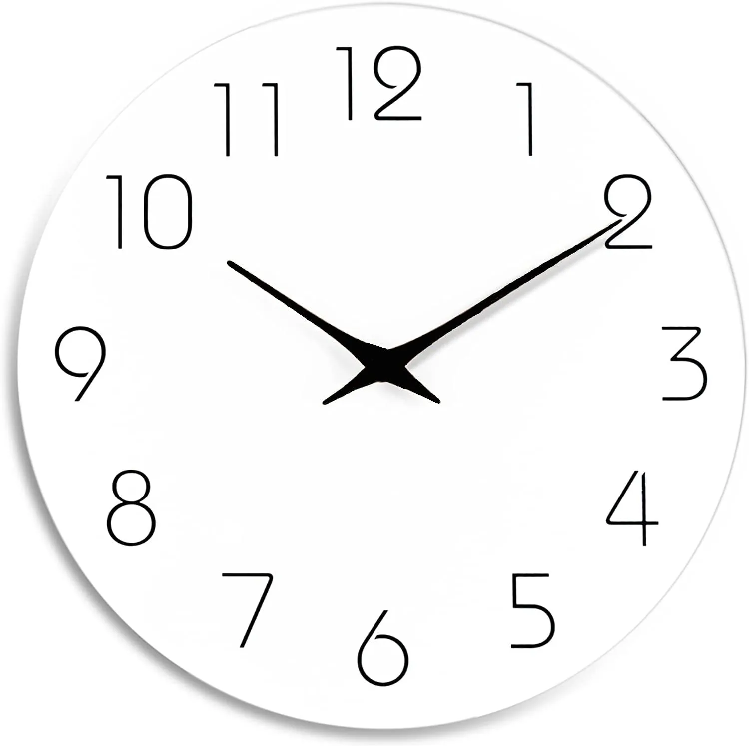 TEX-RO Wall Clock 10 Inch White Wall Clock for Home Battery Operated Simple Minimalist Style White Numbers Wall Watch for Home Decorative for Living Room,Kitchen,Home,Office,Bathroom(10" White)