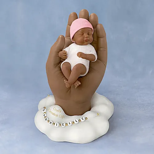 The Ashton-Drake Galleries Gods Greatest Gift Lifelike African American Black Miniature Baby Girl Doll and Realistic Hand Sculpture with Do It Yourself Personalization Kit 6.5"-Inches