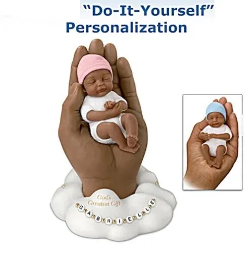 The Ashton-Drake Galleries Gods Greatest Gift Lifelike African American Black Miniature Baby Girl Doll and Realistic Hand Sculpture with Do It Yourself Personalization Kit 6.5"-Inches