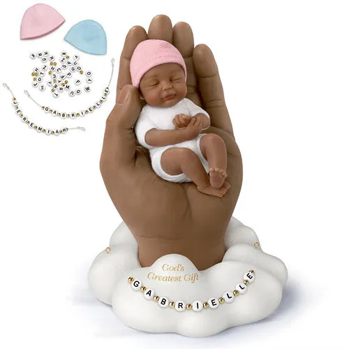The Ashton-Drake Galleries Gods Greatest Gift Lifelike African American Black Miniature Baby Girl Doll and Realistic Hand Sculpture with Do It Yourself Personalization Kit 6.5"-Inches