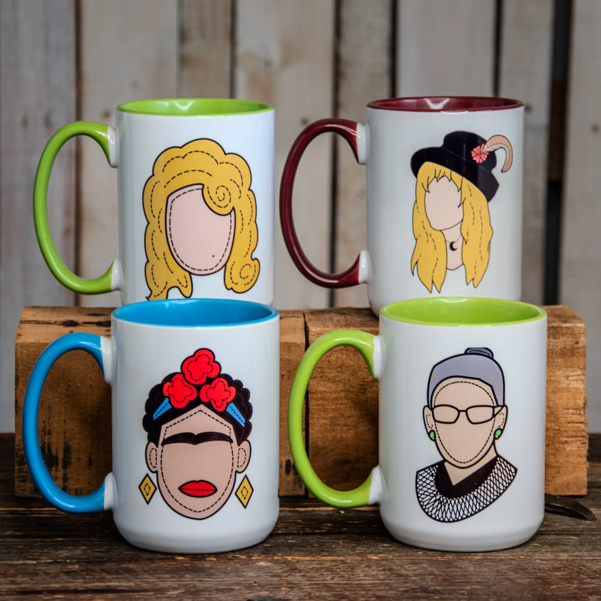 The Icon Series Mugs | The LARGE Coffee Cup | Hand printed original artwork mugs | Frida
