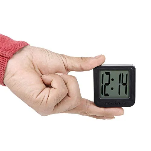 UK Traders Plastic Digital LED Date and Time Clock with Flexible Back Stand for Home and Office Desk, Car Dashboard, Fridge (Black)