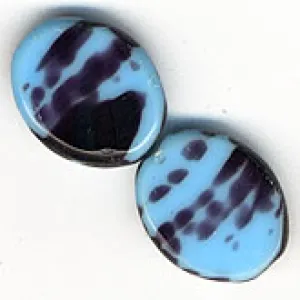 Vintage Czech flat oval. 13x16mm. Pkg of 1. b11-bl-0968