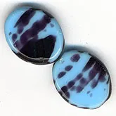 Vintage Czech flat oval. 13x16mm. Pkg of 1. b11-bl-0968