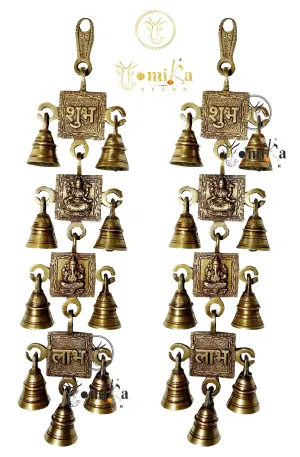 Vyomika Decor Shubh Laxmi Ganesha Labh Religious Hanging Pair of Feng Shui Hanging Bells|Size: 10.00 X 2.50 X 40.00 cms.|Weight: 1080.00 gms.|Brand: Brand: Vyomika Décor