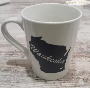 Waukesha Script City and State Handmade Mug ***CUSTOMIZABLE***